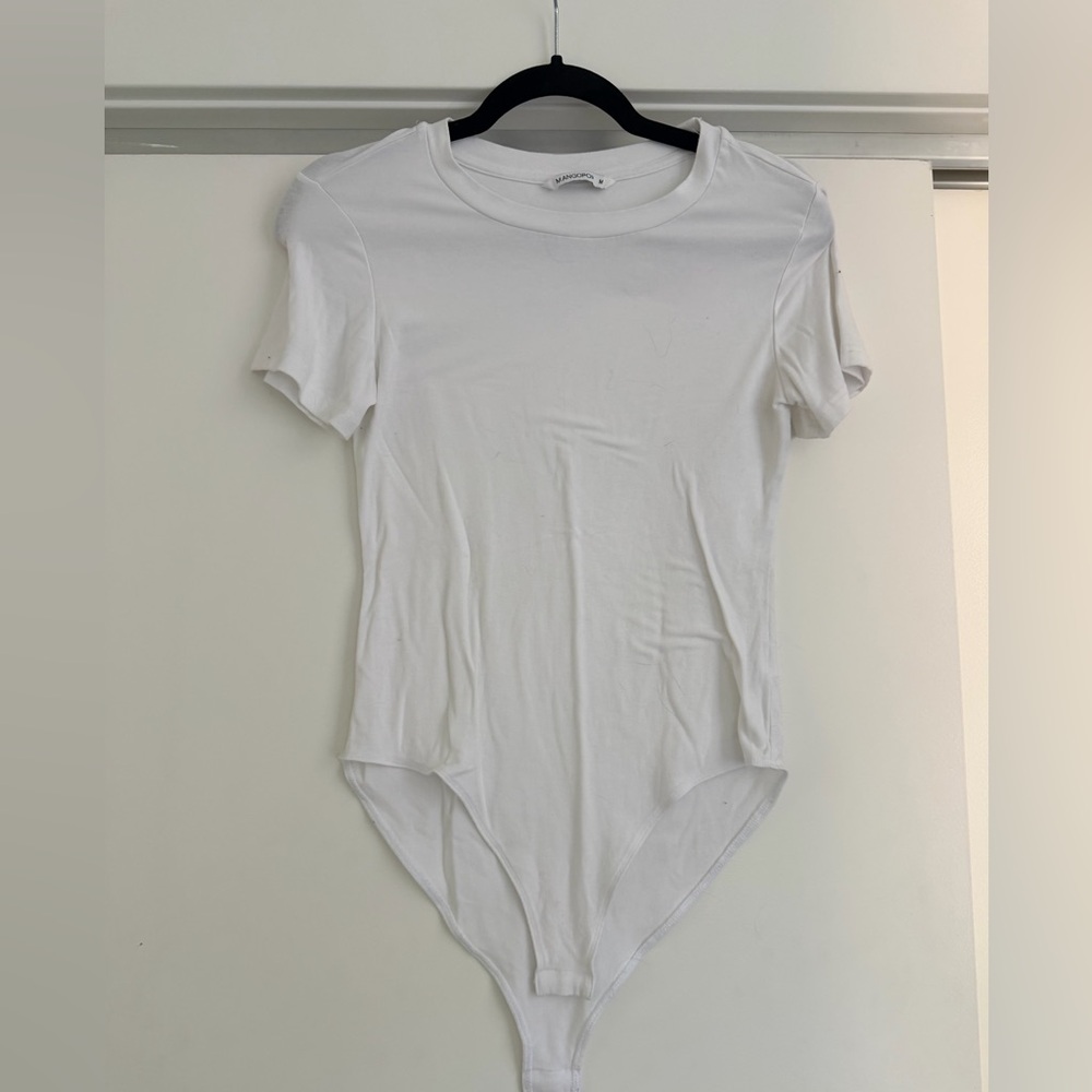 MangoPop White Short Sleeve Crew Bodysuit